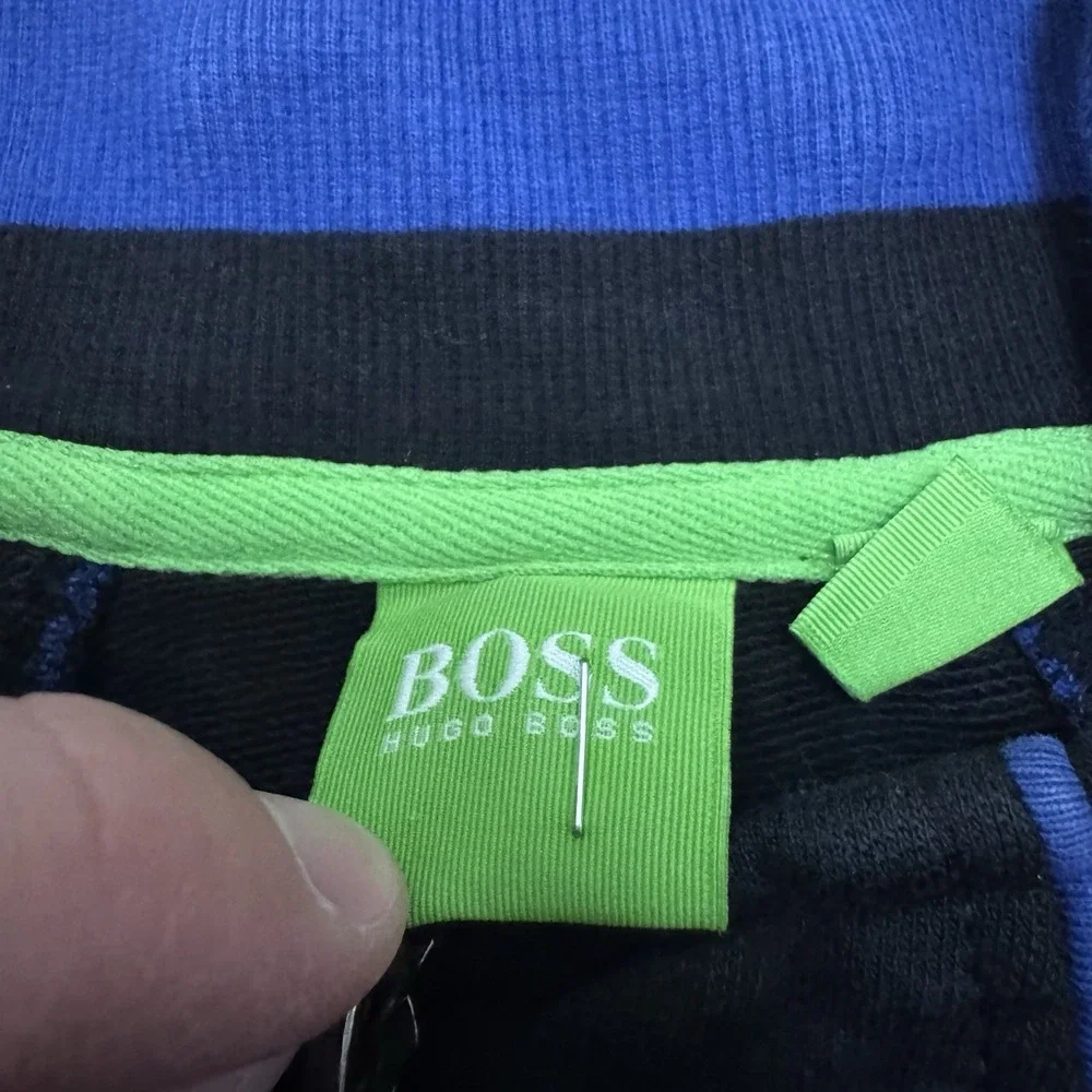 Hugo Boss Jacet Mens 2XL Black Blue Track Full Zip Cotton‎ Athleisure Pockets